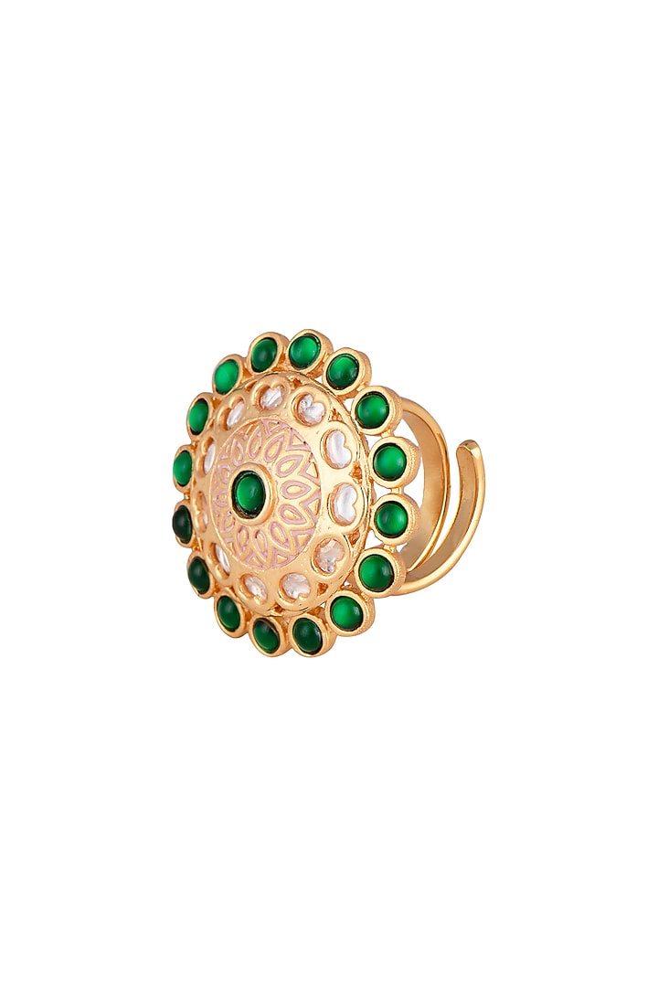 Gold plated faux kundan ring by Aster at Pernia's Pop Up Shop