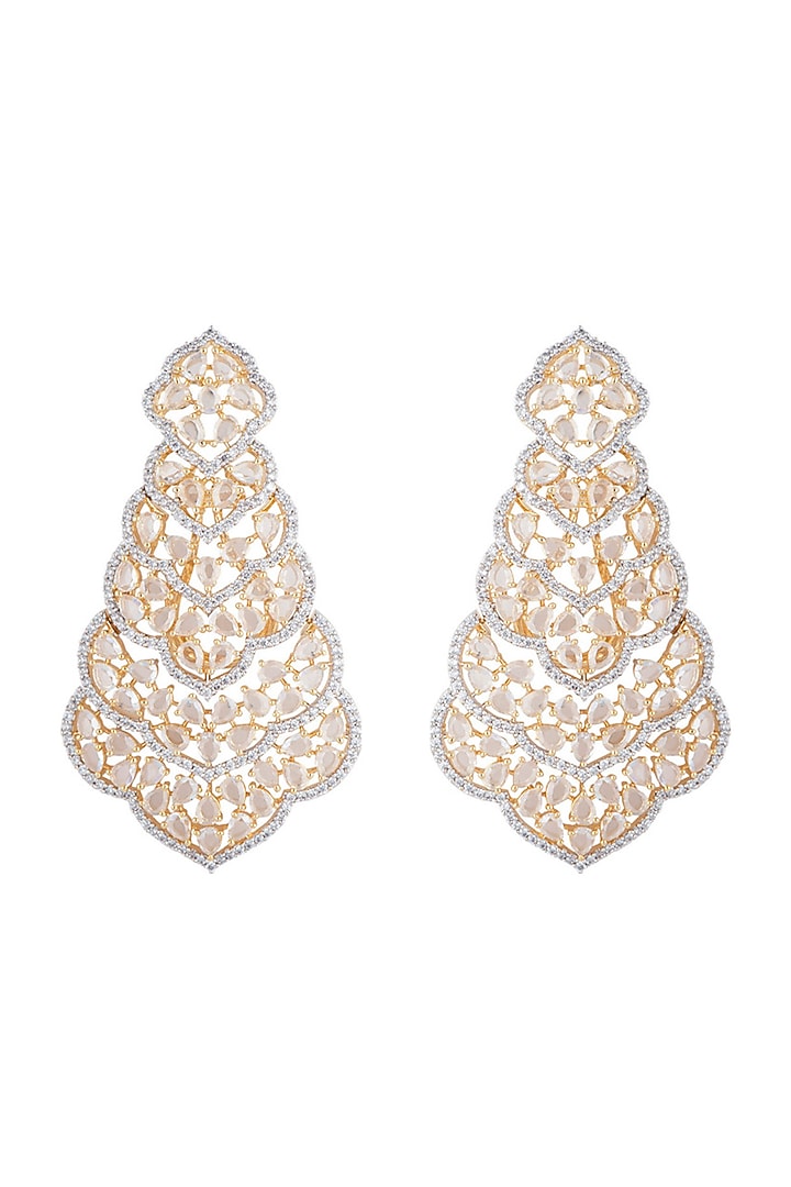 Gold plated faux diamond long earrings by Aster at Pernia's Pop Up Shop