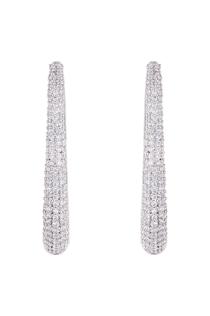 Silver plated faux diamond hoop earrings by Aster at Pernia's Pop Up Shop