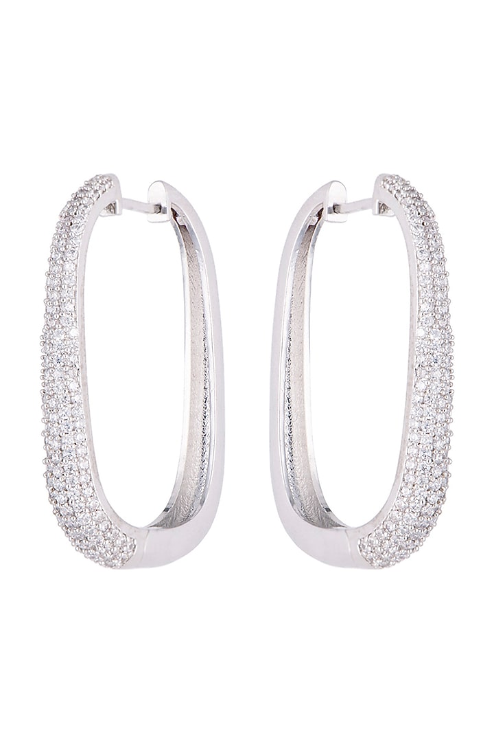 Silver plated faux diamond hoop earrings by Aster at Pernia's Pop Up Shop