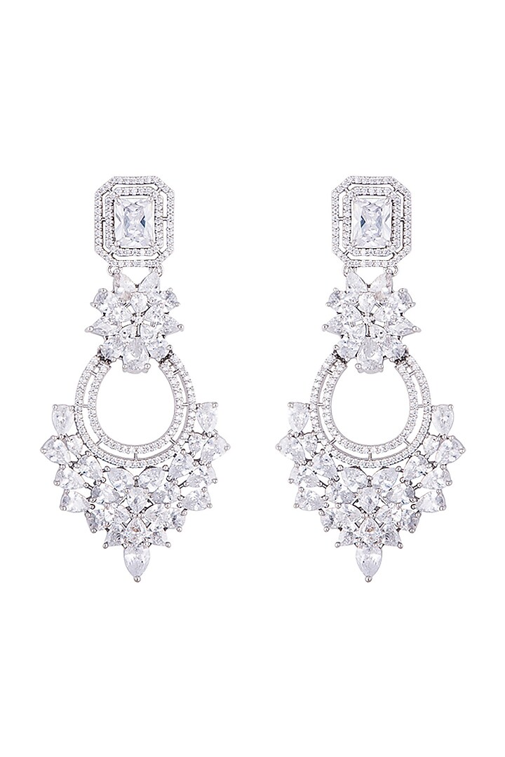 Silver plated faux diamond chandelier earrings by Aster at Pernia's Pop Up Shop