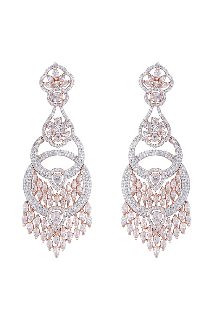 Silver plated faux diamond long earrings by Aster at Pernia's Pop Up Shop