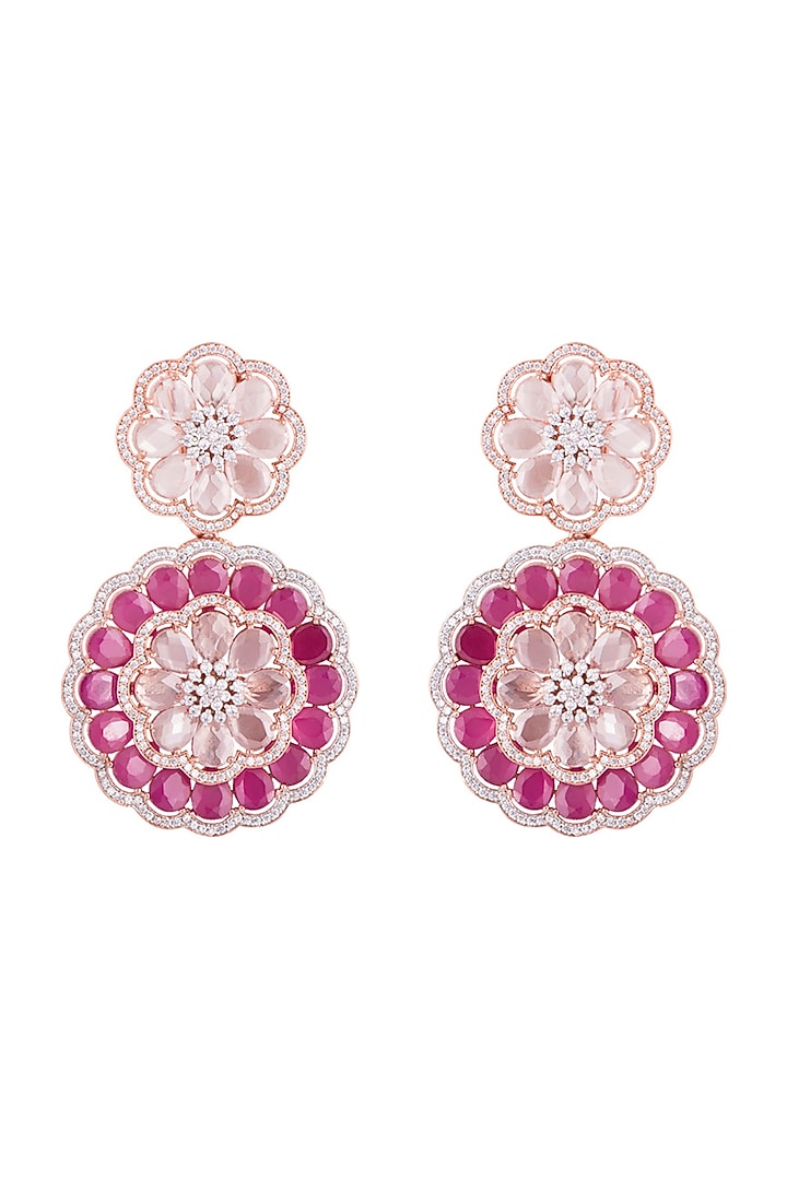 Gold plated faux diamond and ruby earrings by Aster at Pernia's Pop Up Shop