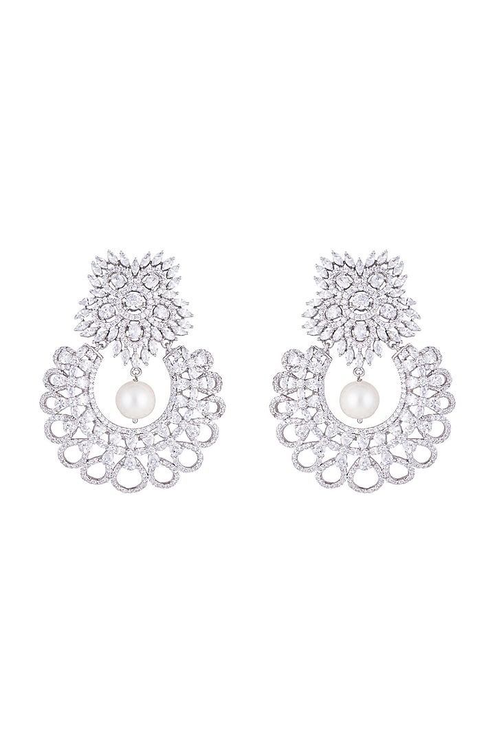 Silver plated faux diamond floral earrings by Aster at Pernia's Pop Up Shop