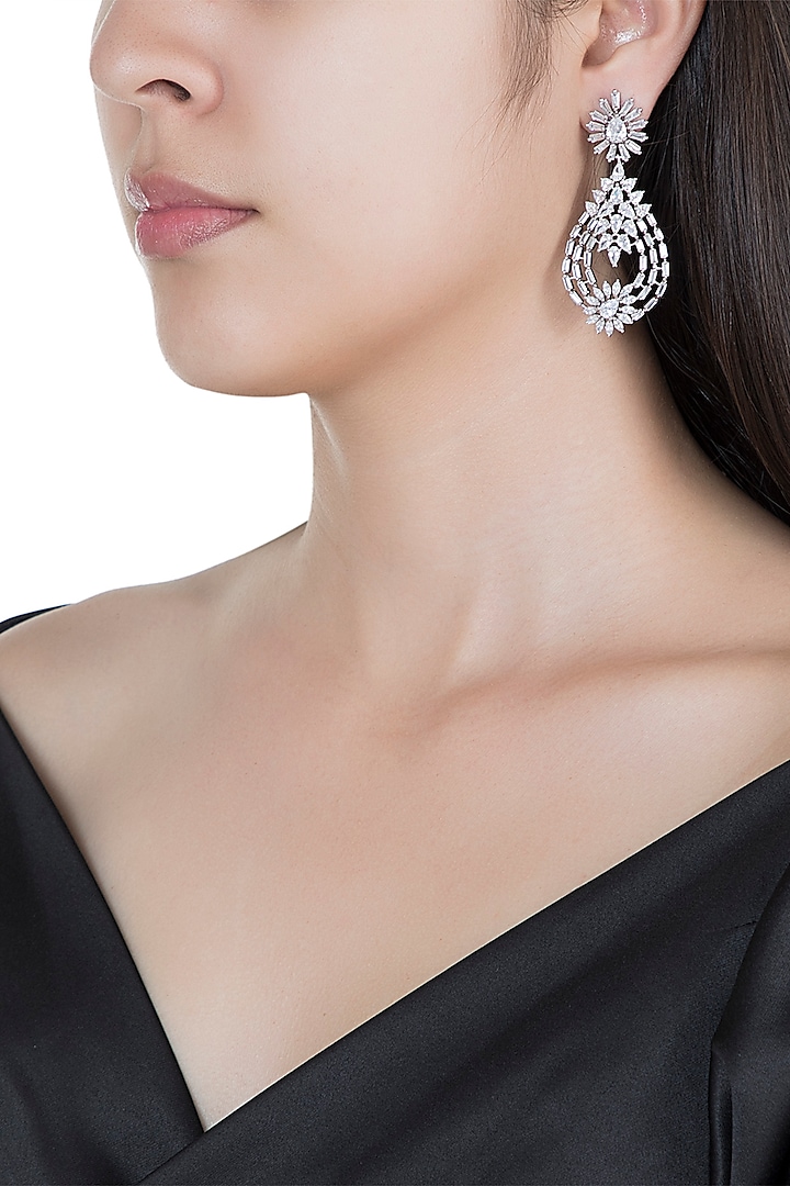 Silver plated faux diamond earrings by Aster