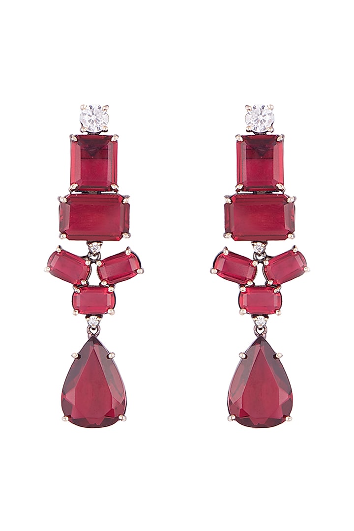 Silver plated faux ruby earrings by Aster at Pernia's Pop Up Shop