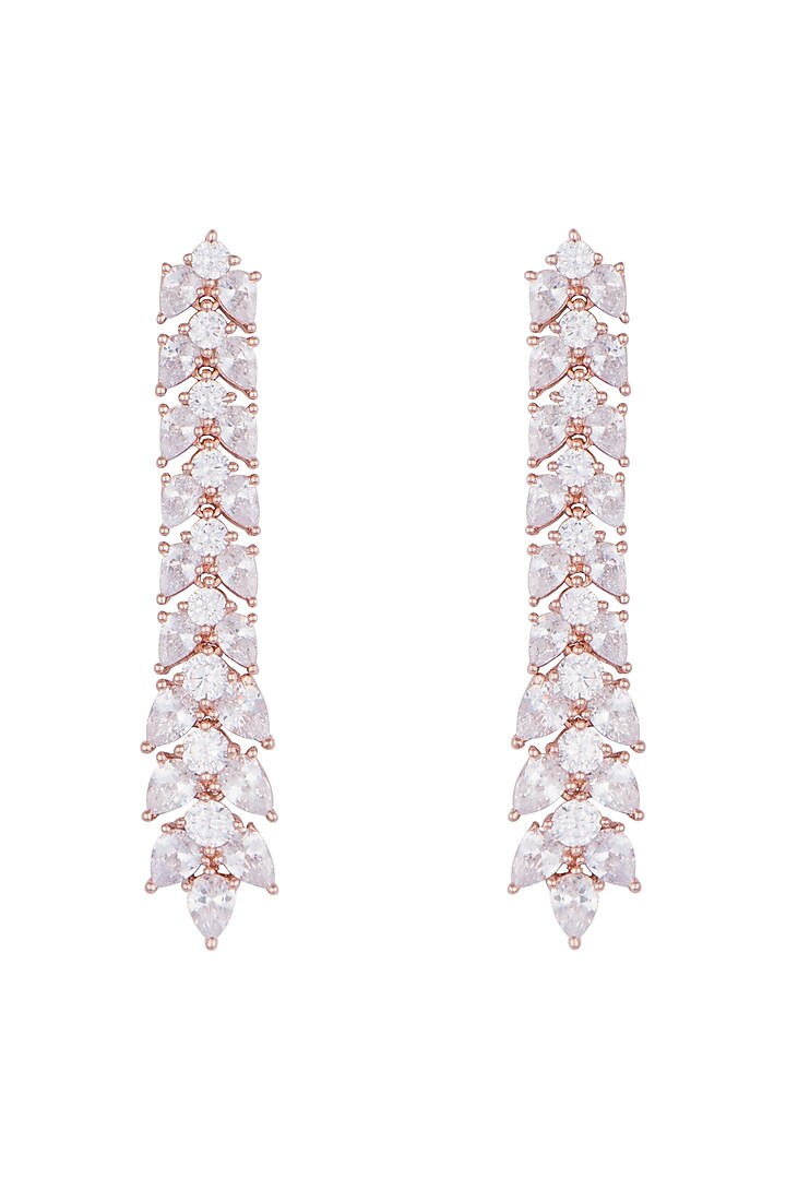 Silver plated faux diamond long earrings by Aster at Pernia's Pop Up Shop