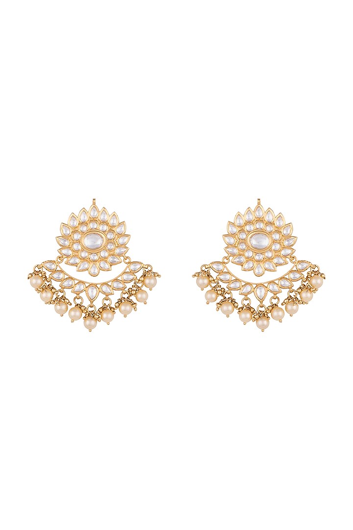 Gold plated faux kundan earrings by Aster at Pernia's Pop Up Shop