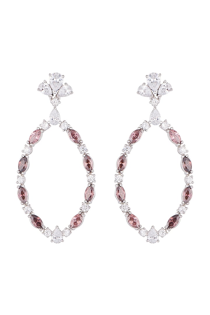 Silver plated faux diamond oval earrings by Aster at Pernia's Pop Up Shop