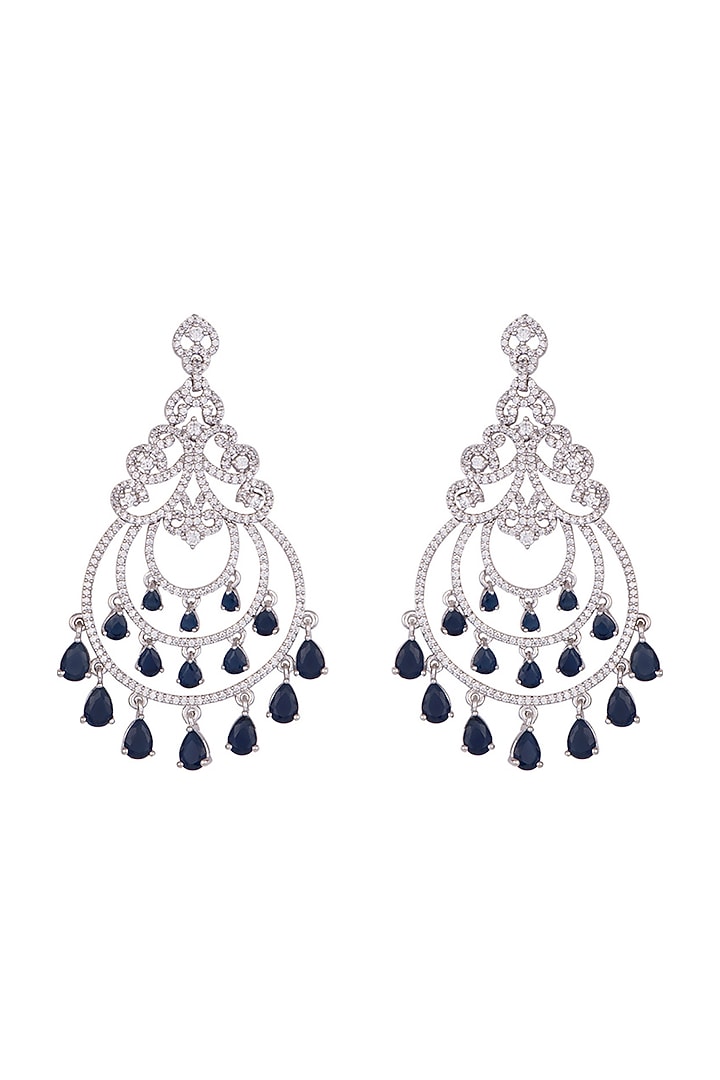 Silver plated faux diamond and sapphire earrings by Aster at Pernia's Pop Up Shop