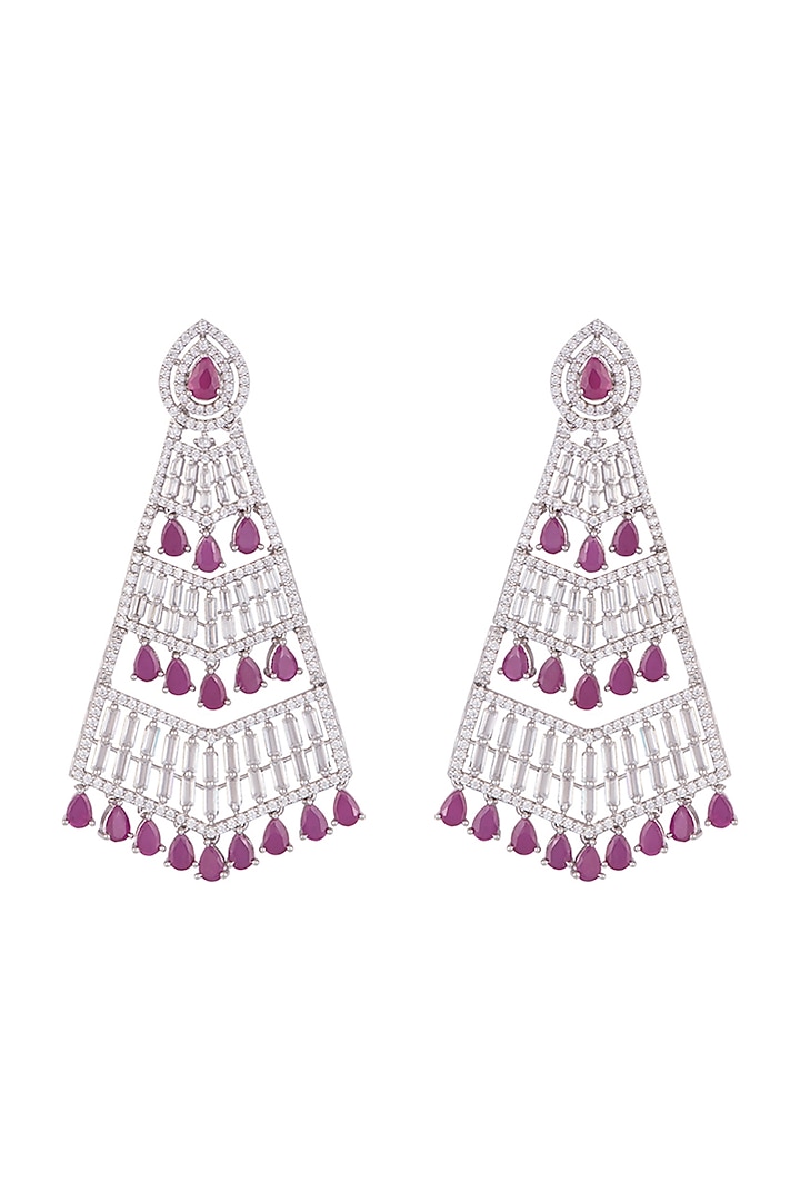 Silver plated faux diamond and ruby earrings by Aster at Pernia's Pop Up Shop