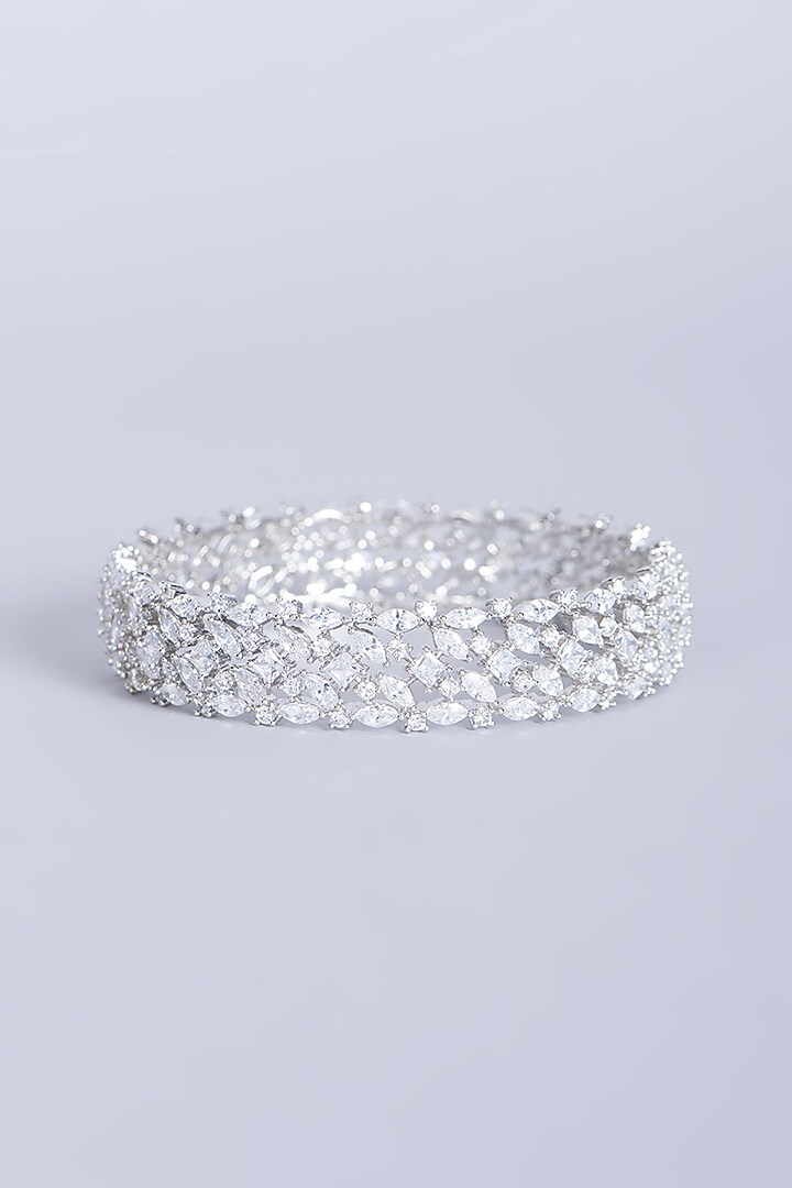 White Finish Zircon Bangle by Aster at Pernia's Pop Up Shop