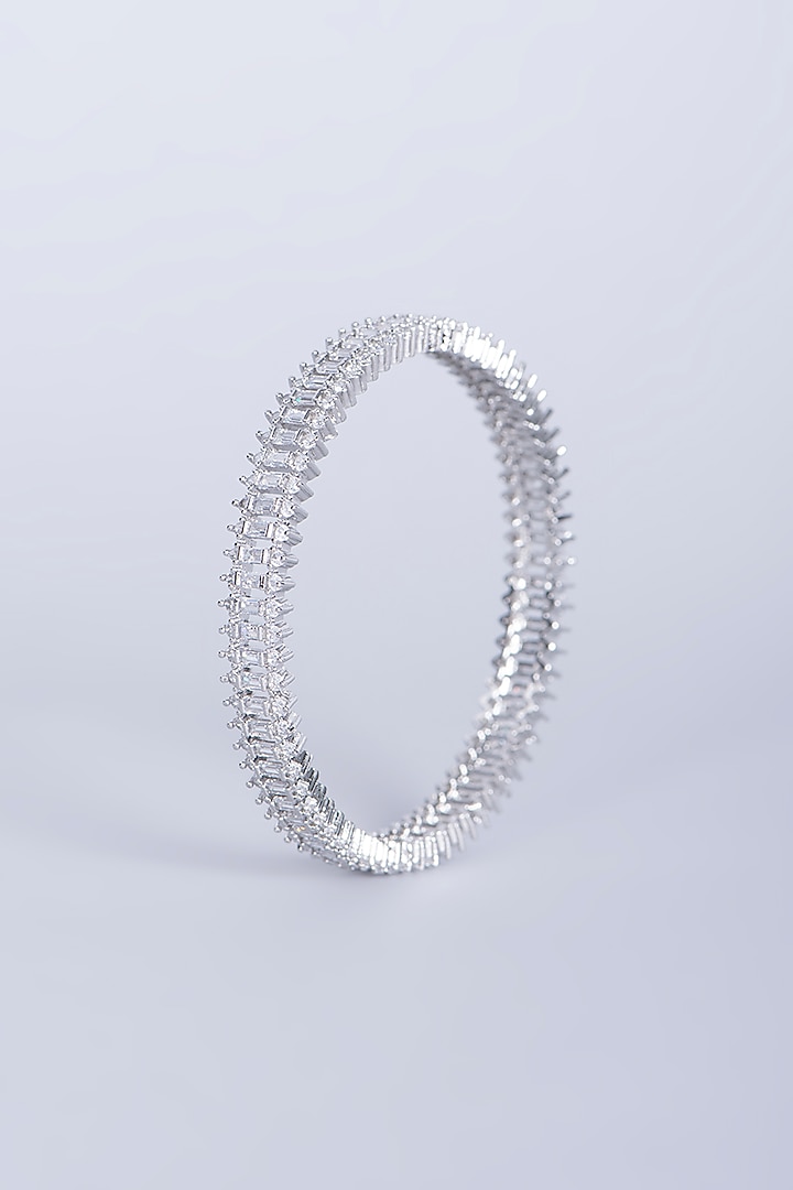 White Finish Zircon Bangles (Set of 2) by Aster at Pernia's Pop Up Shop