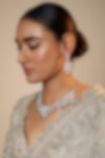 White Finish Zircon & Green Stone Necklace Set by Aster at Pernia's Pop Up Shop