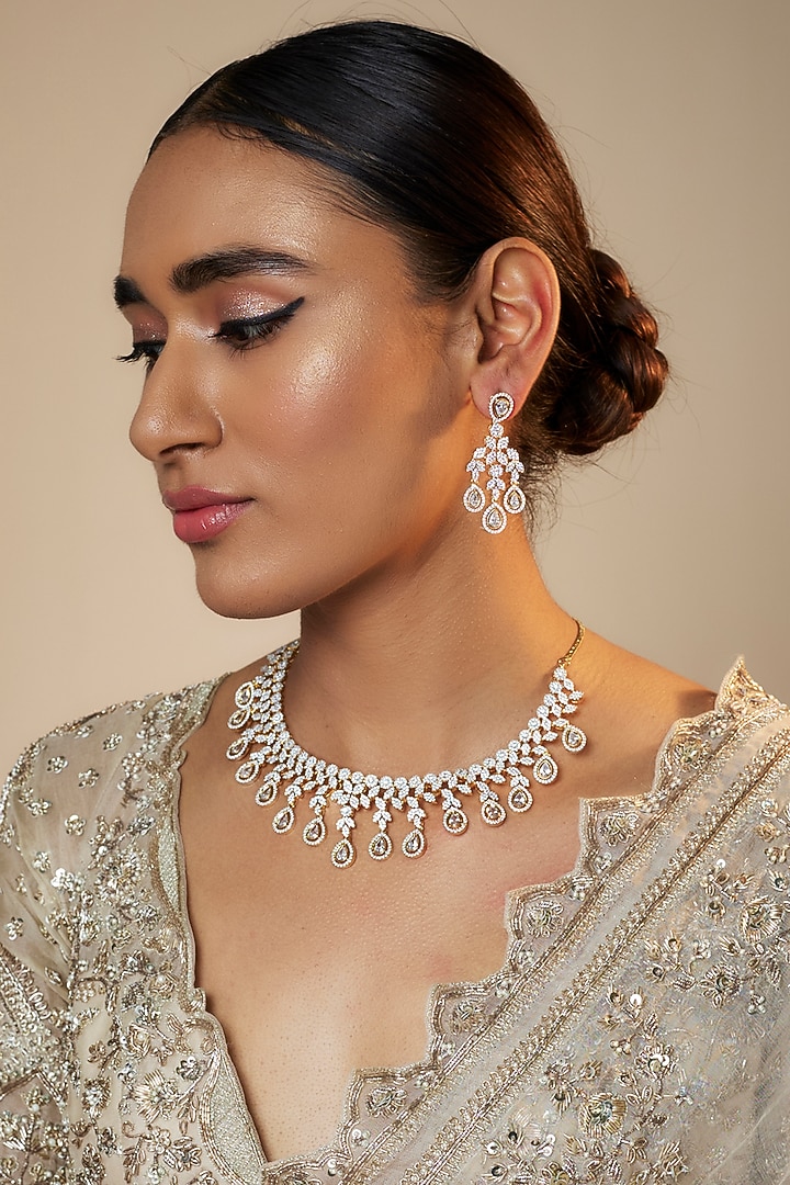 Gold Finish Zircon Necklace Set by Aster at Pernia's Pop Up Shop