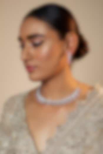 Gold Finish Zircon & Red Stone Necklace Set by Aster at Pernia's Pop Up Shop