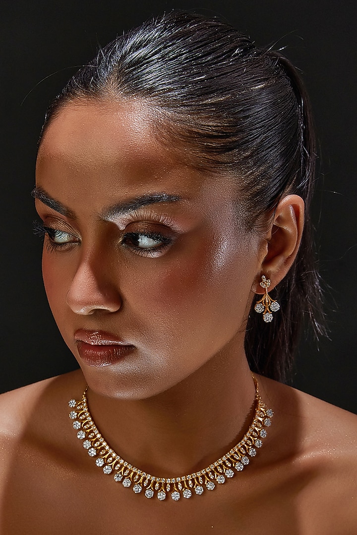 Gold Finish Zircon Necklace Set by Aster at Pernia's Pop Up Shop