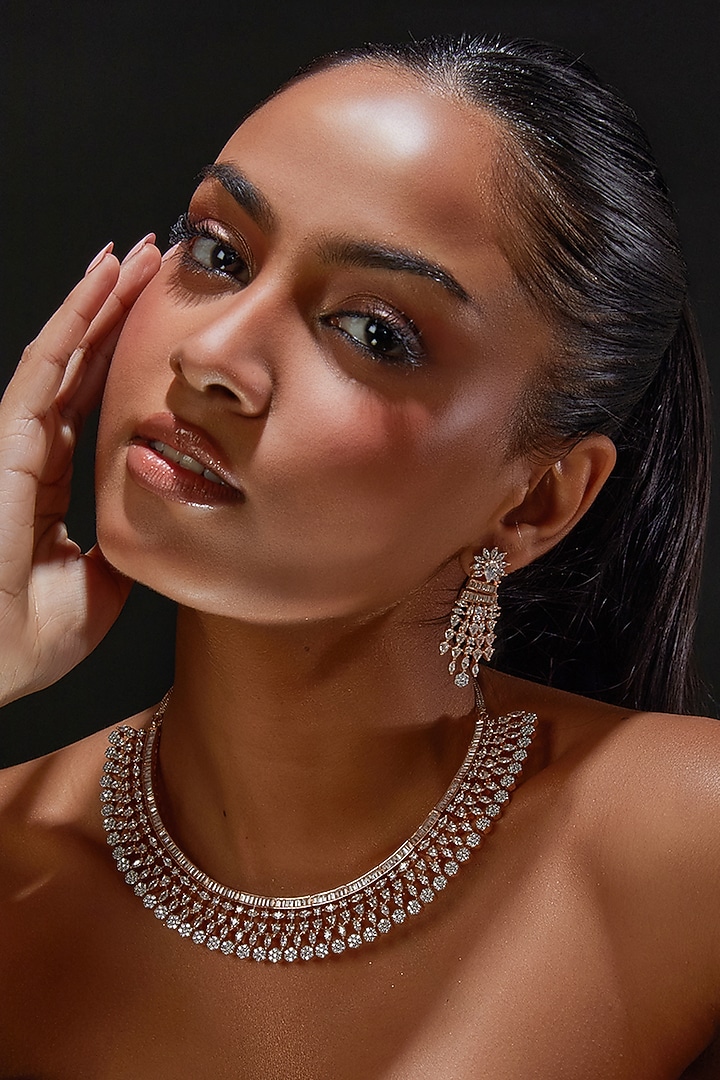 White Finish Zircon Necklace Set by Aster at Pernia's Pop Up Shop