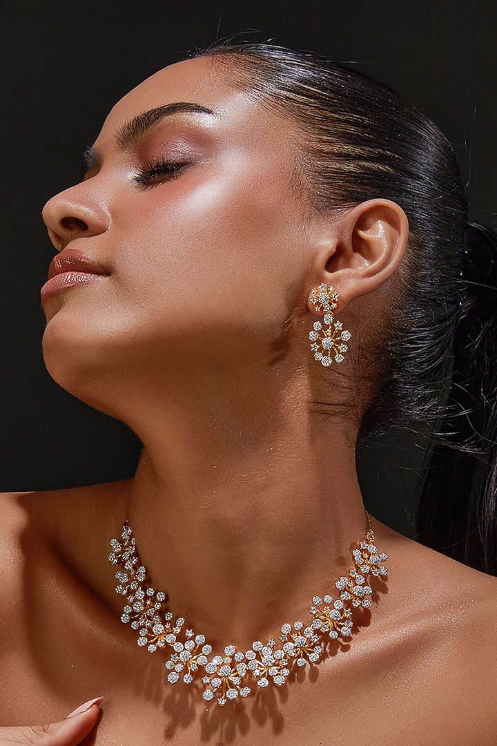 Gold Finish Zircon Necklace Set by Aster at Pernia's Pop Up Shop