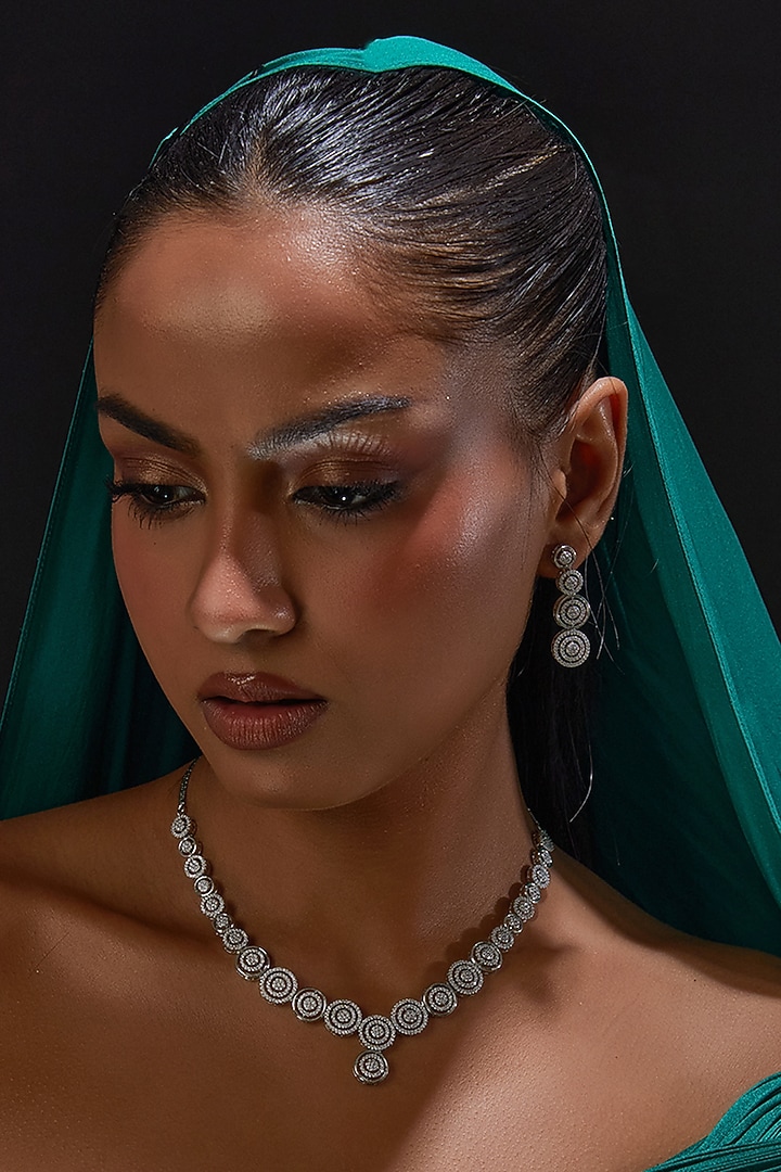 White Finish Zircon Necklace Set by Aster at Pernia's Pop Up Shop