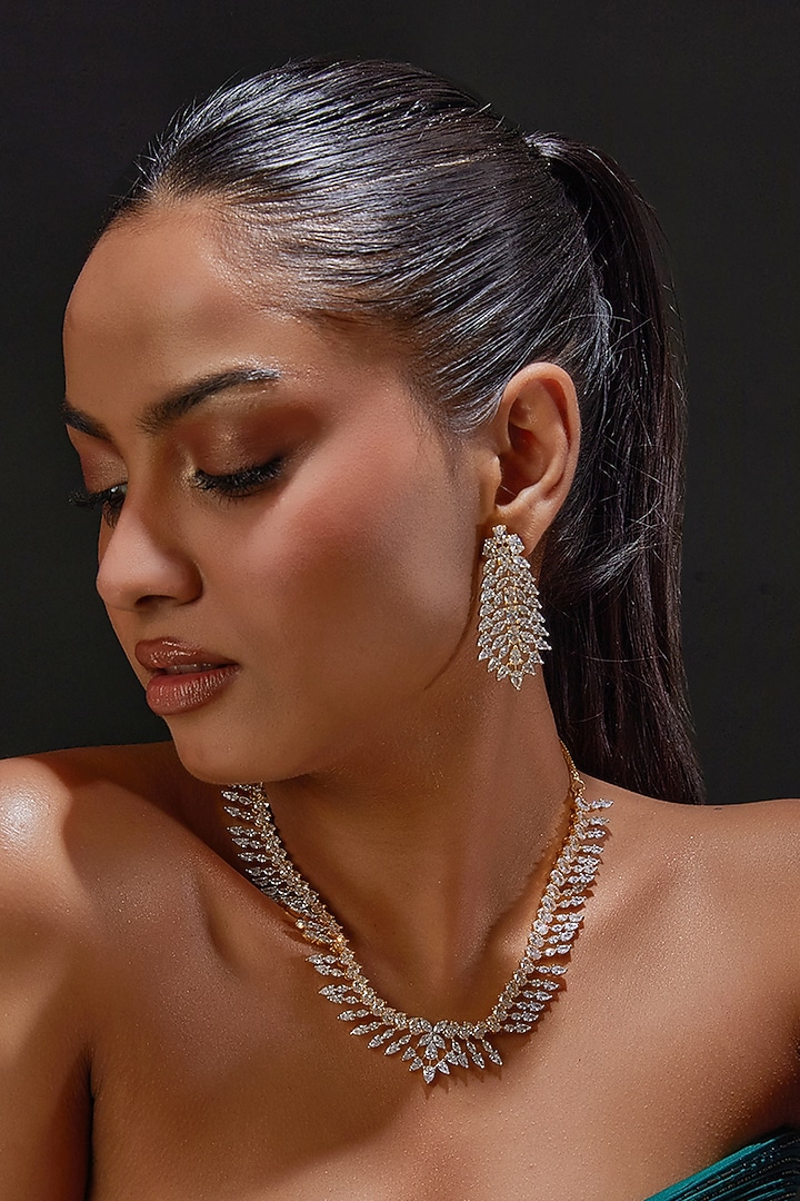White Finish Zircon Necklace Set by Aster at Pernia's Pop Up Shop