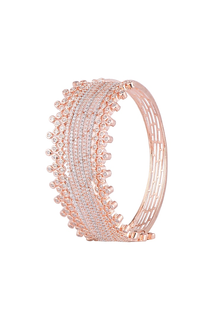 Rose Gold Finish Faux Diamond Openable Kada Bracelet by Aster at Pernia's Pop Up Shop