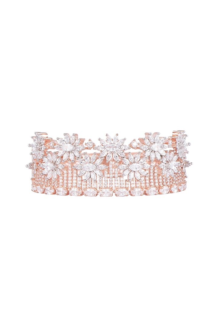 Rose Gold Finish Faux Diamond Kada Bracelet by Aster at Pernia's Pop Up Shop