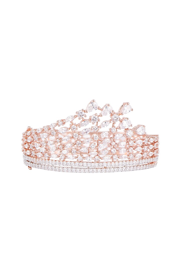 Rose Gold Finish Faux Diamond Openable Bracelet by Aster at Pernia's Pop Up Shop