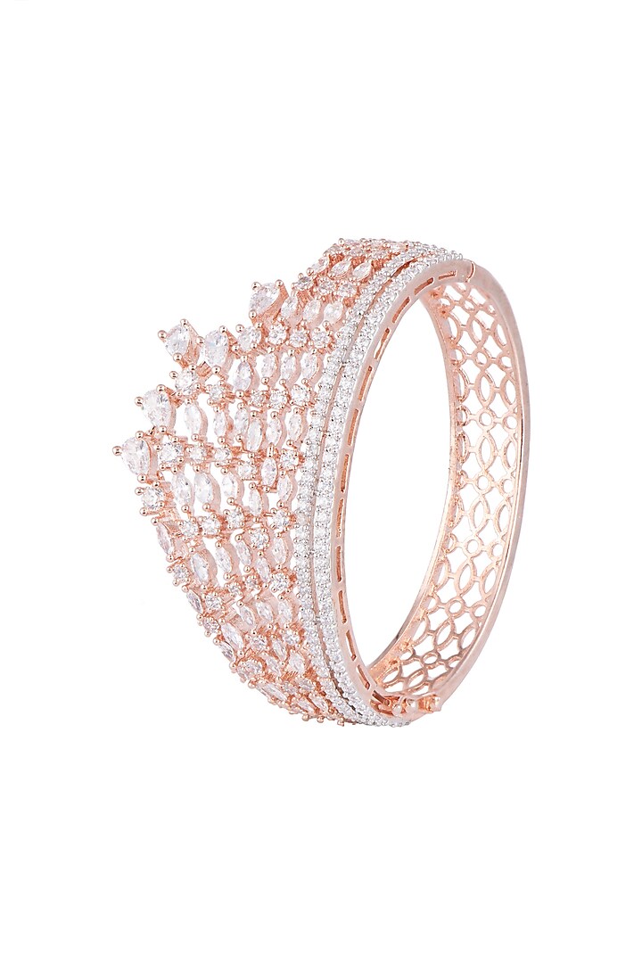 Rose Gold Finish Faux Diamond Openable Bracelet by Aster at Pernia's Pop Up Shop