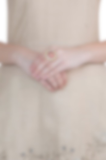 Yellow Rhodium Plated Turquoise Blue Enamelled Kundan Ring by Aster at Pernia's Pop Up Shop