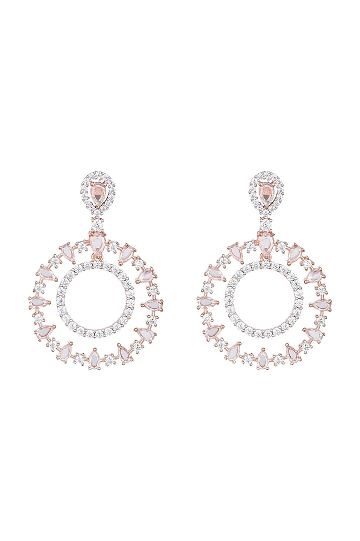 Rose Gold Plated Faux Rose Cut Diamond Earrings by Aster at Pernia's Pop Up Shop