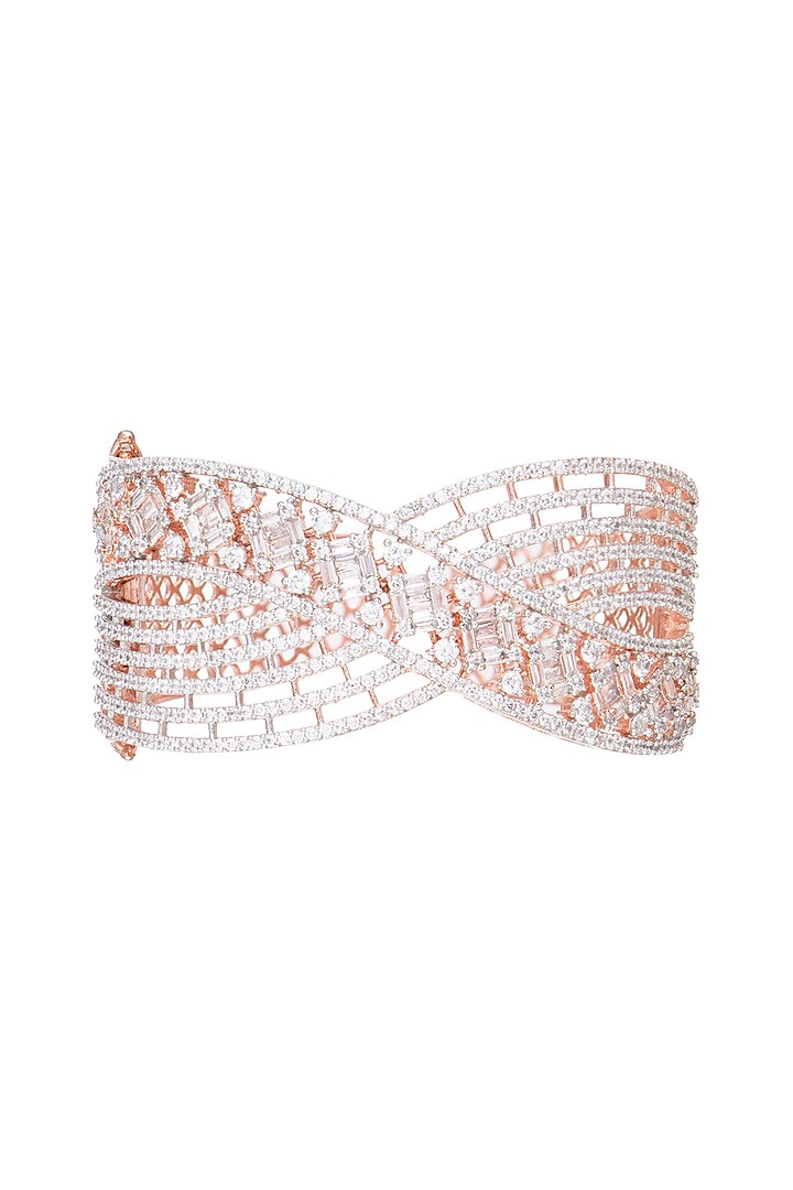Rose Gold Plated Faux Diamond Openable Bracelet by Aster at Pernia's Pop Up Shop