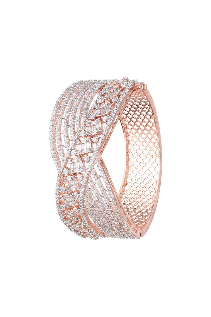 Rose Gold Plated Faux Diamond Openable Bracelet by Aster at Pernia's Pop Up Shop