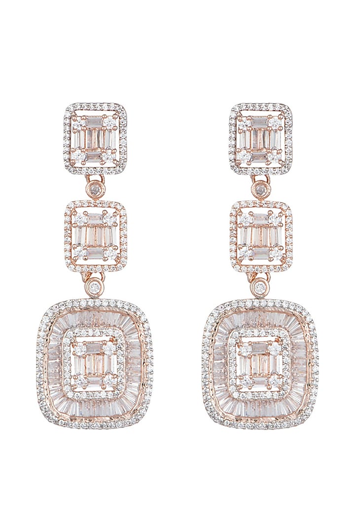 Rose Gold Plated Faux Diamond Flexible Earrings by Aster at Pernia's Pop Up Shop