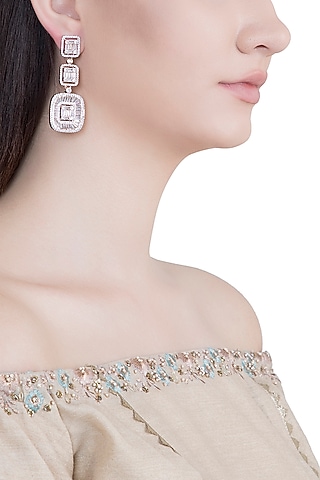 Rose Gold Plated Faux Diamond Flexible Earrings by Aster