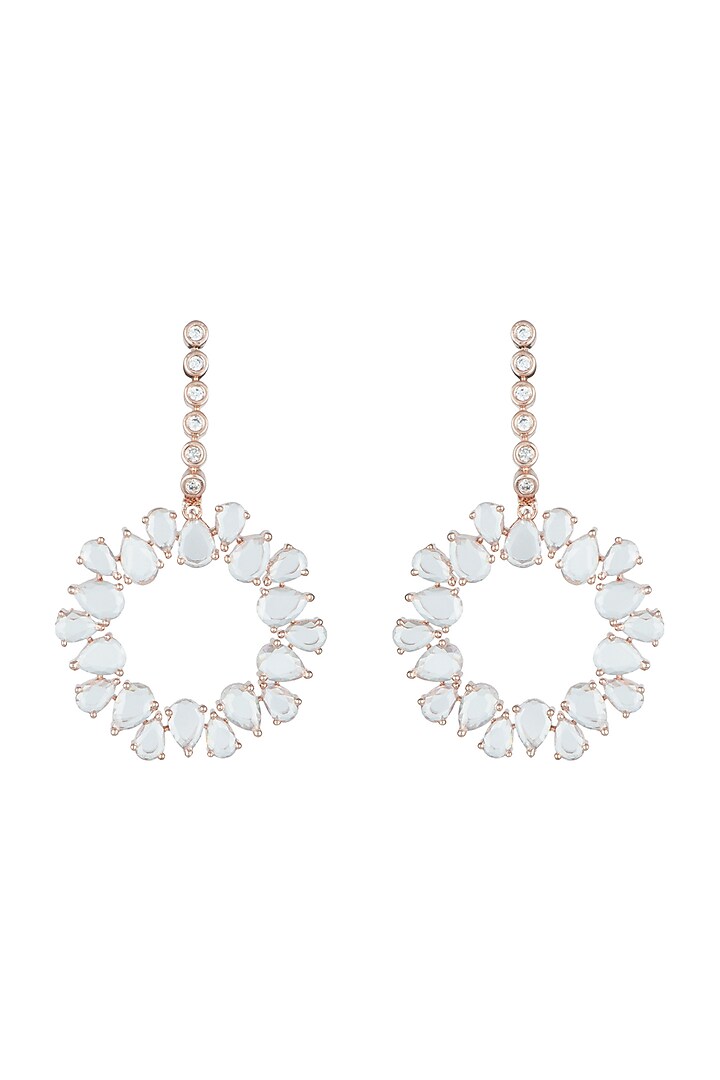 Rose Gold Plated Faux Rose Cut Diamond Long Earrings by Aster at Pernia's Pop Up Shop