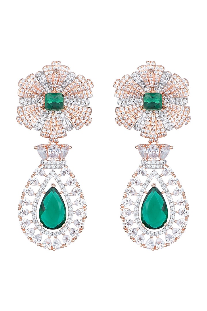 Rose Gold & White Rhodium Plated Diamond Earrings by Aster at Pernia's Pop Up Shop