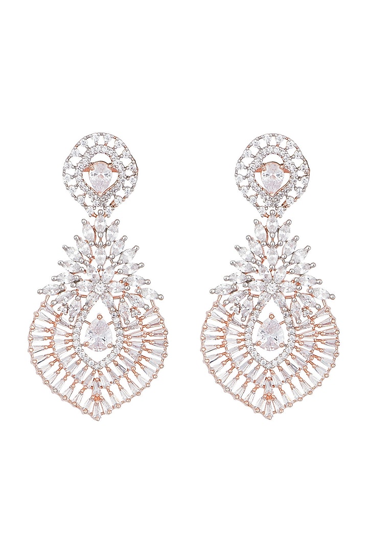Rose Gold Plated Faux Diamond Long Earrings by Aster at Pernia's Pop Up Shop