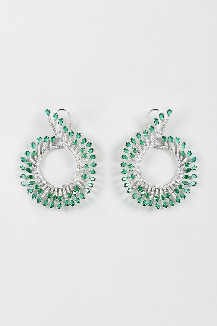 White Finish Faux Diamond Stud Earrings by Aster at Pernia's Pop Up Shop