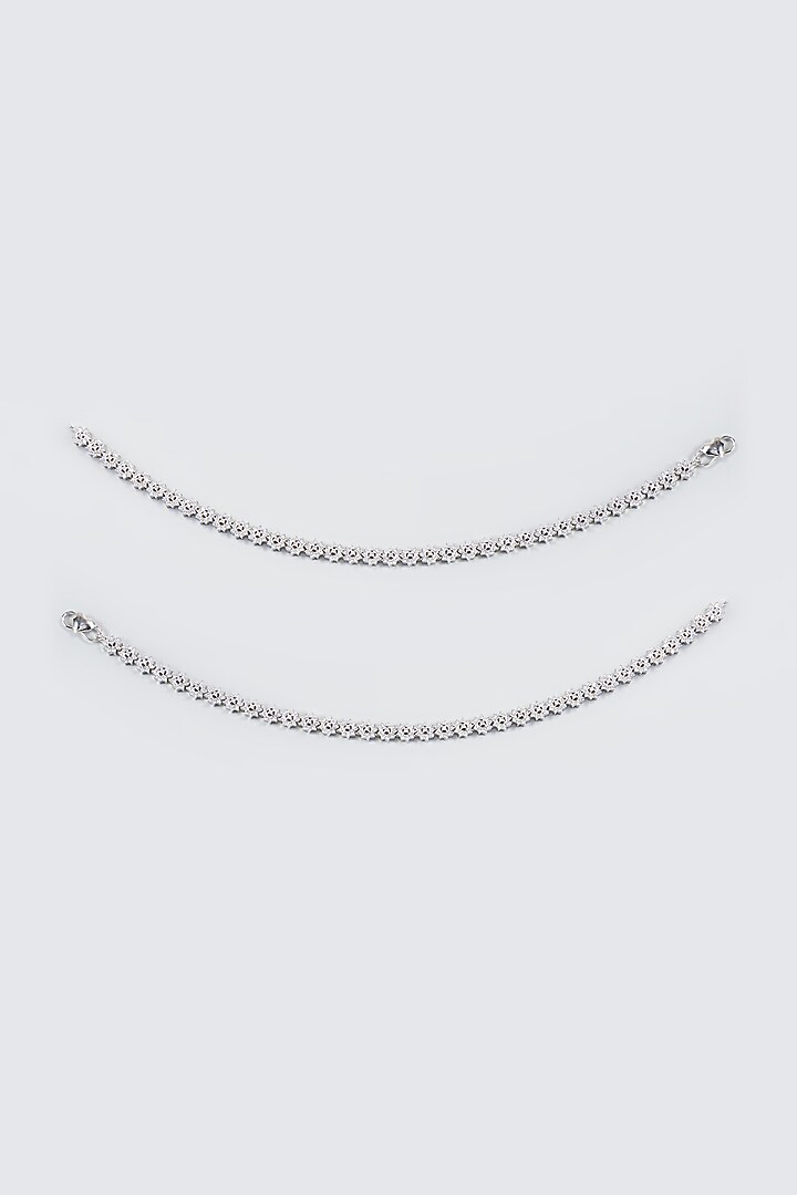 White Finish Faux Diamond Anklet (set of 2) by Aster at Pernia's Pop Up Shop