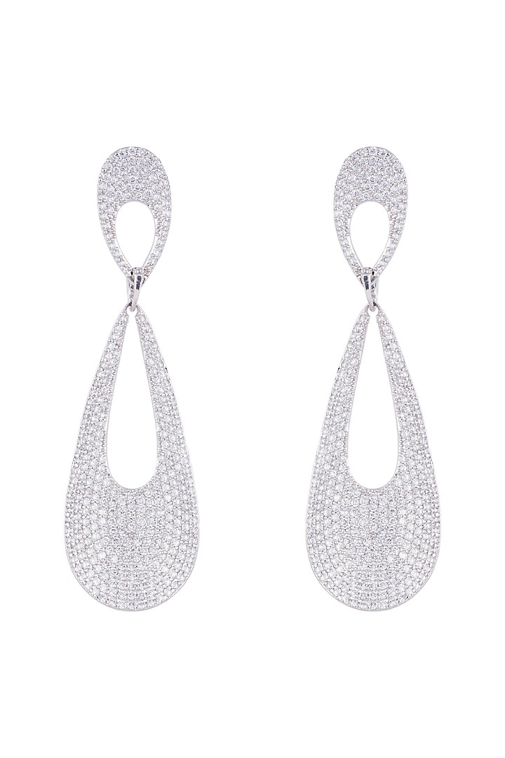 White Finish Faux Diamond Earrings by Aster at Pernia's Pop Up Shop