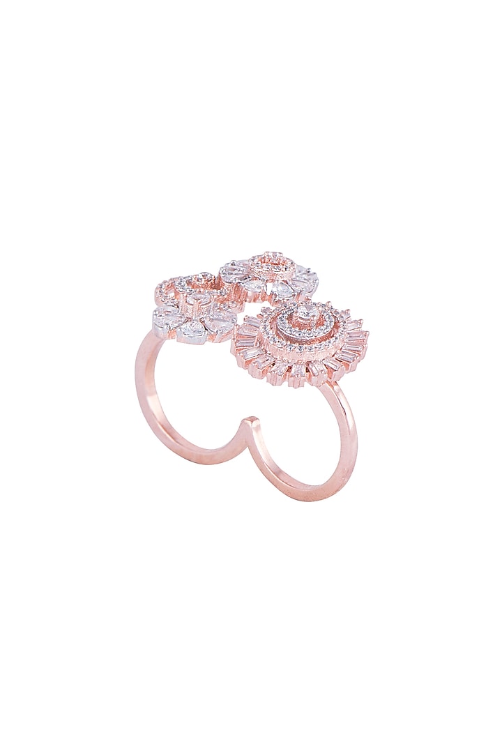 Rose Gold Finish Faux Diamond Ring by Aster at Pernia's Pop Up Shop