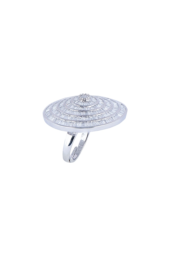 White Finish Faux Diamond Ring by Aster at Pernia's Pop Up Shop