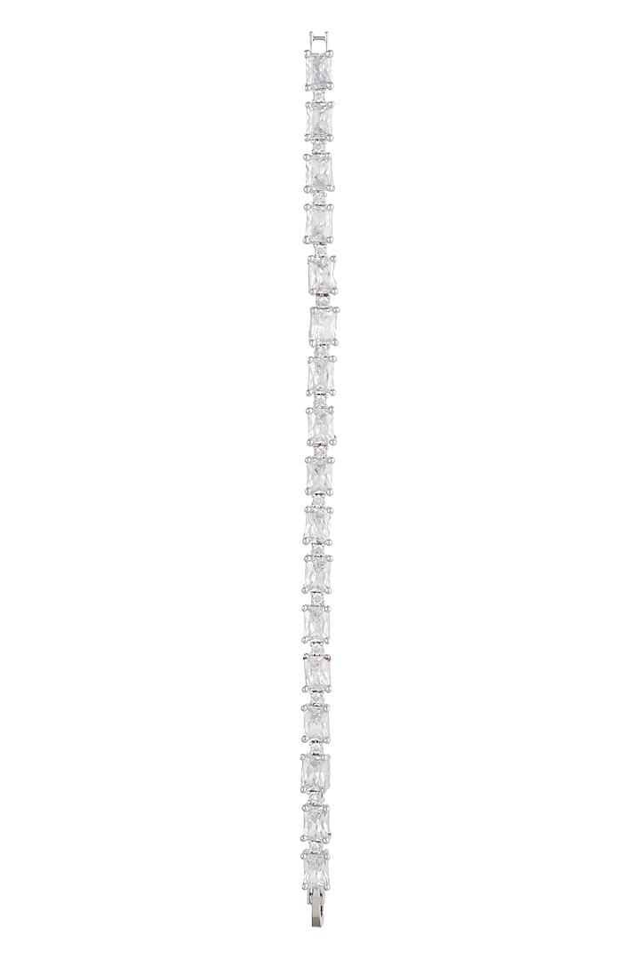 White Finish Faux Diamond Bracelet by Aster at Pernia's Pop Up Shop