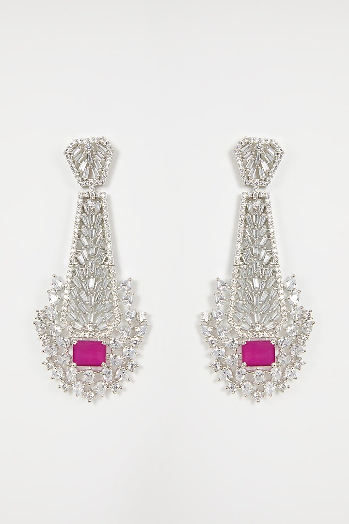 White Finish Faux Diamond Earrings by Aster at Pernia's Pop Up Shop
