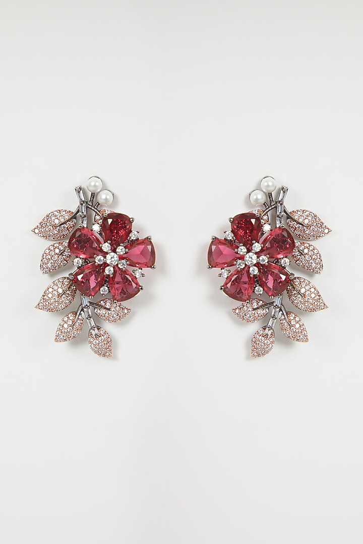 Black Rhodium Finish Diamond & Pearl Earrings by Aster at Pernia's Pop Up Shop