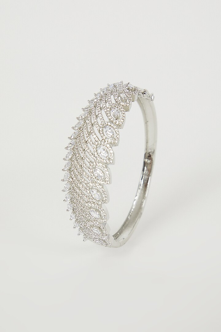 White Finish Bangle With Faux Diamonds by Aster at Pernia's Pop Up Shop