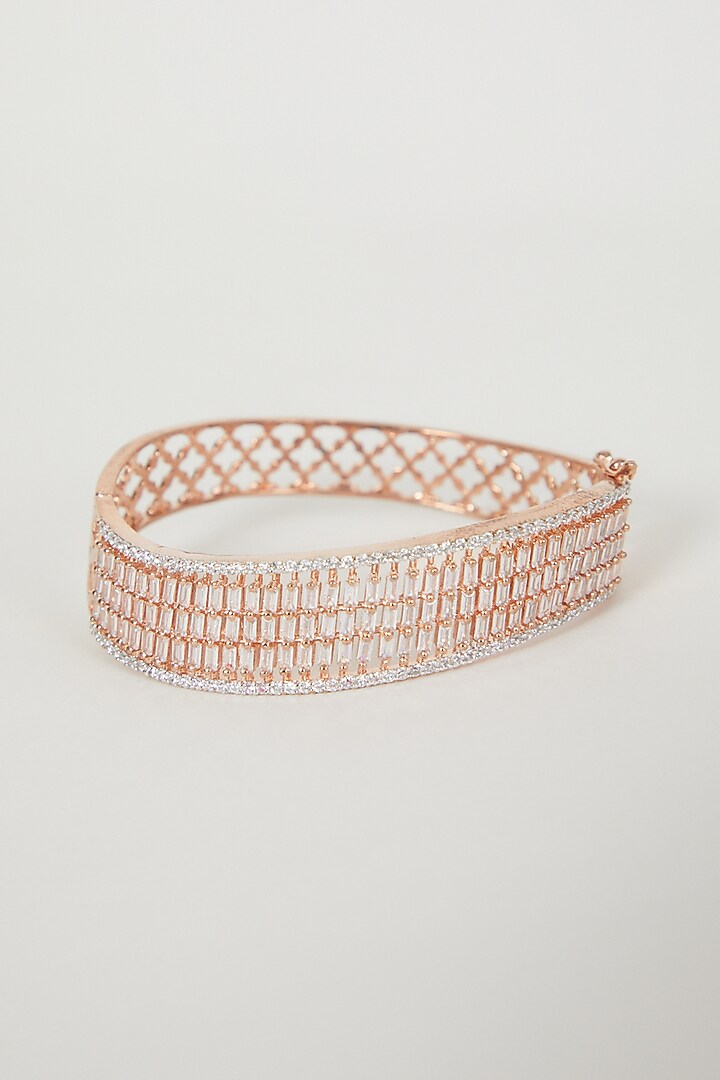 Rose Gold Finish Bangle With Diamonds by Aster at Pernia's Pop Up Shop