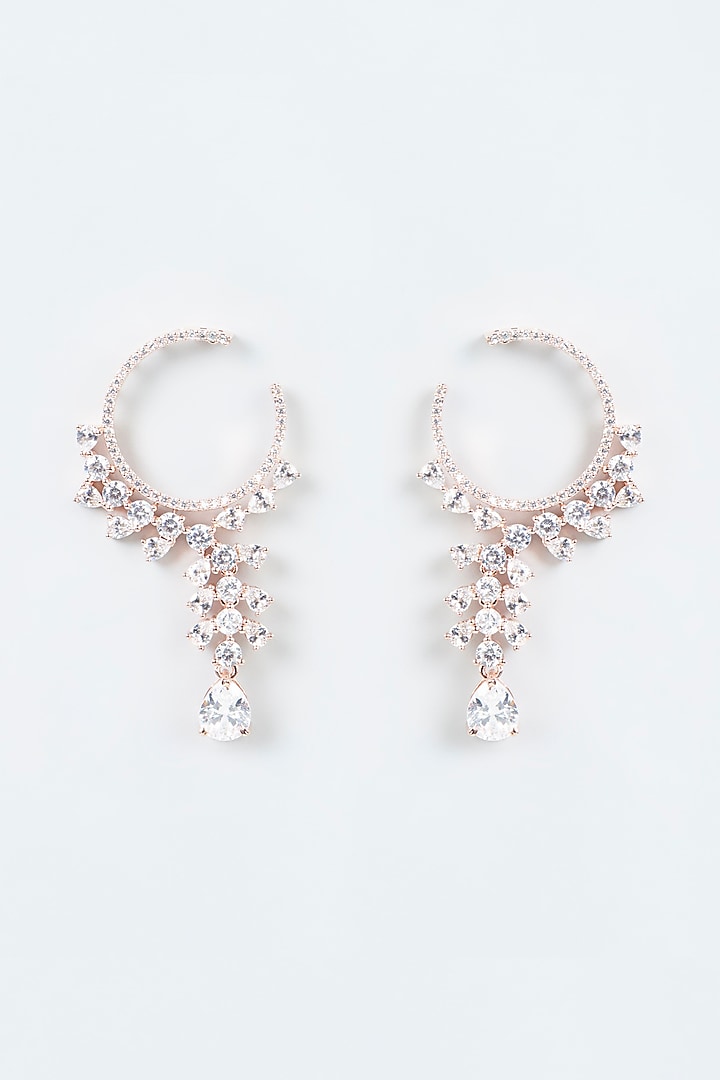 Rose Gold Finish Diamonds Dangler Earrings by Aster