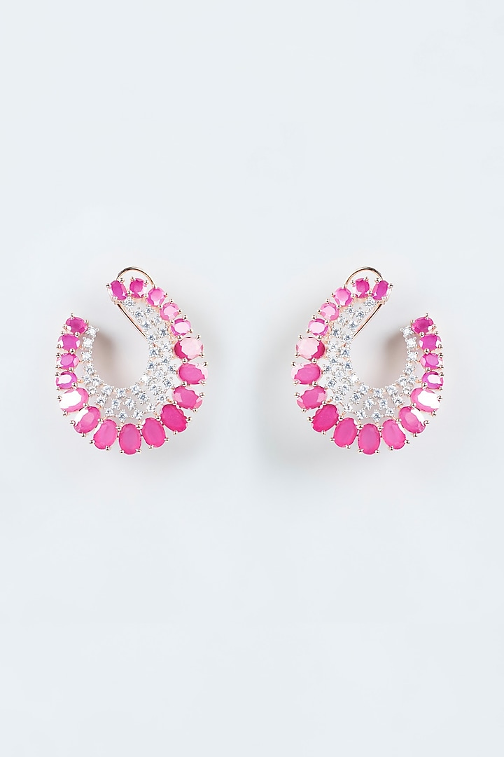 Rose Gold Finish Red Diamond Hoop Earrings by Aster at Pernia's Pop Up Shop